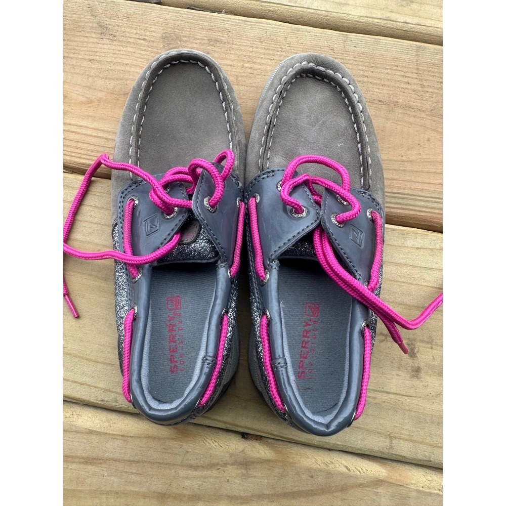 Sperry Youth Kids Girls | Intrepid Boat Shoe‎ Nubuck | Gray & Pink SIZE 13.5